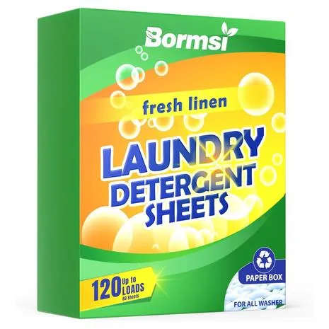 BORMSI Laundry Detergent Sheets Fresh Scent 120 Loads No Plastic Jug, Travel Laundry Soap Detergent 60 Sheets