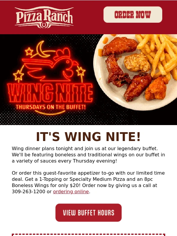 Pizza Ranch - Join us for Wing Nite!