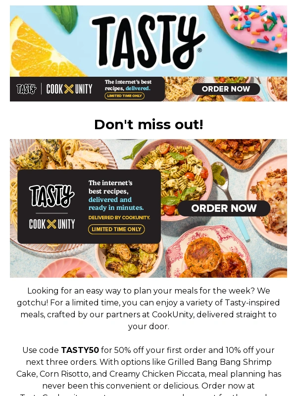 CookUnity - Don't Feel like Cooking? Let Tasty Plan Your Week