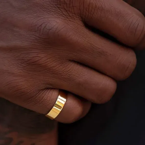 GLD 14K Solid Gold Flat Band Ring