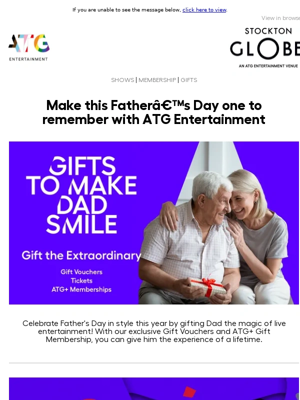 ATG Tickets - Last chance to make his day