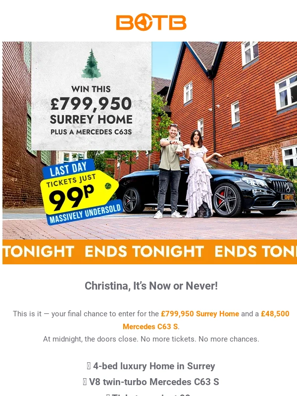 BOTB - ? Ends Tonight: Surrey Home + C63 S for 99p