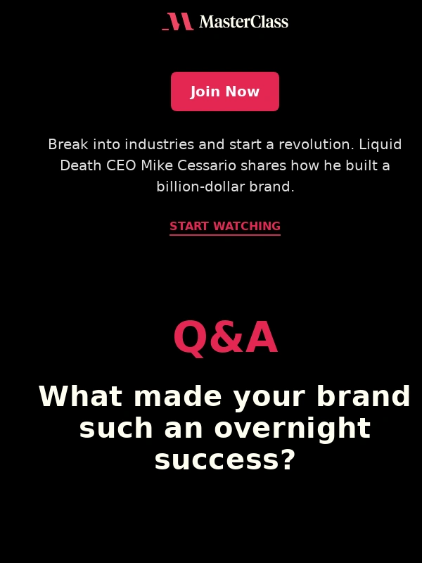 MasterClass - CEO Mike Cessario on building a $1.4 billion brand