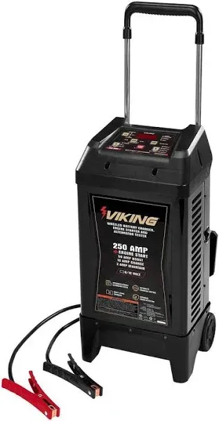 VIKING 2/15/50/250 Amp, 6/12V Wheeled Battery Charger, Engine Starter, and Alternator Tester