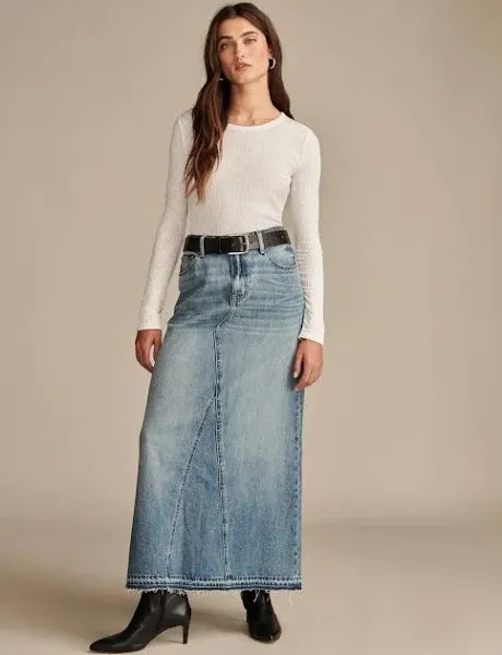 Lucky Brand Women's High-Rise Denim Maxi Skirt