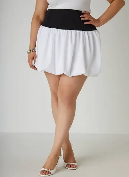 Ashley Stewart Plus Size Two Tone Mini Bubble Skirt