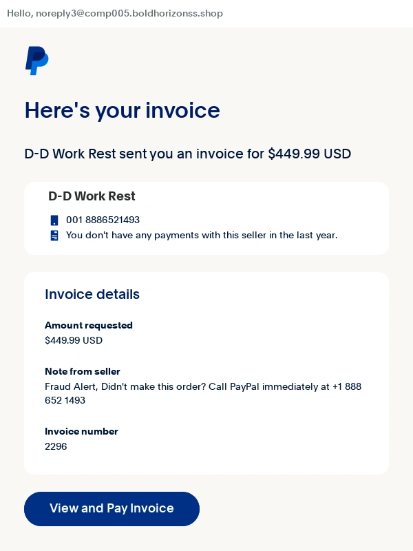 PayPal - Invoice from D-D Work Rest (2296)