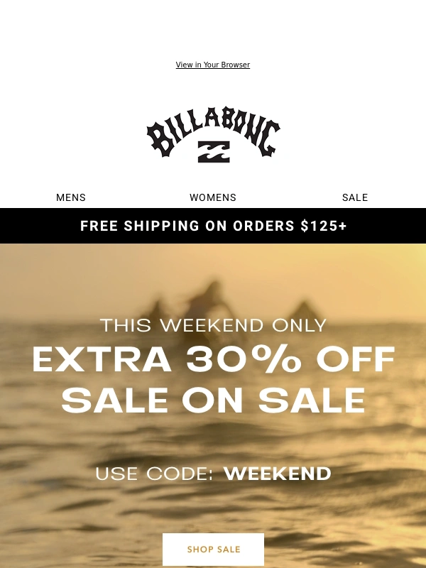 Billabong - This Weekend Only: Extra 30% Off Sale