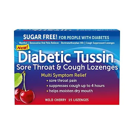 15-Count Diabetic Tussin Sore Throat & Cough Lozenges (Wild Cherry) $3.58 w/ S&S + Free Shipping w/ Prime or on $35+