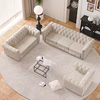 Morden Fort Chesterfield Couches 3-Pieces Living Room Set