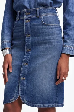 Madewell Denim Button-Front Midi Skirt