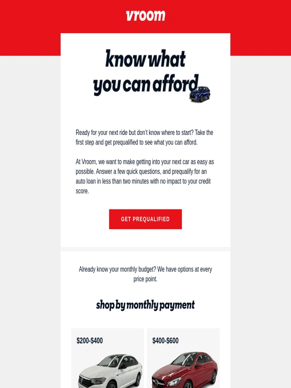 Vroom - Find a car that fits your budget