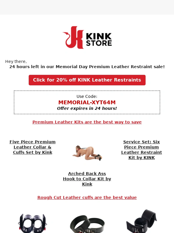 Kink - 24 Hours Left | 20% Off Leather Restraints
