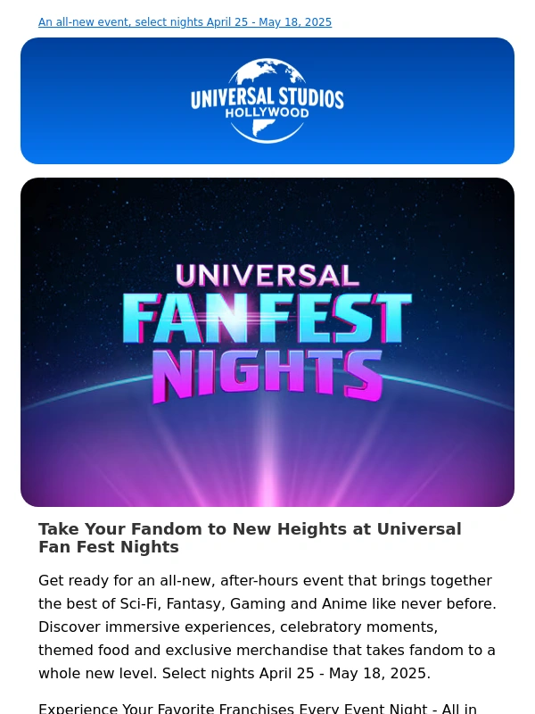 Universal Studios Hollywood - Take Your Fandom Where It's Never Been