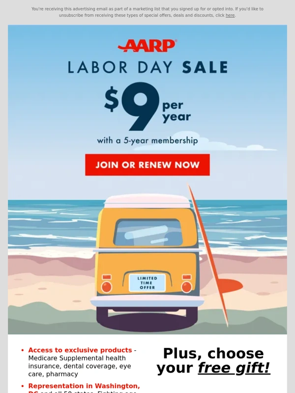 AARP - You’re Invited: Join AARP ($9 per year special offer available)