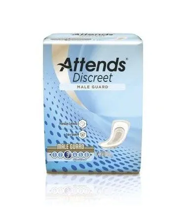 Attends Discreet Bladder Control Pad Male Guard Light Absorbency, male, Disposable, Bag of 20