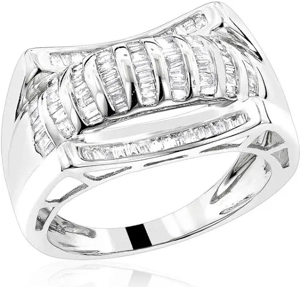 ItsHot 14K Gold Men's Baguette Diamond Ring 1.23ct