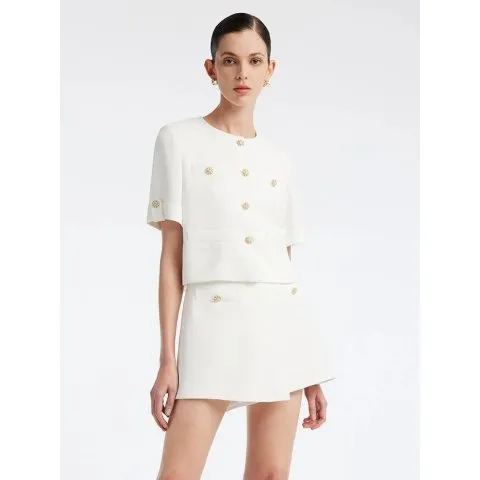 GOELIA White Acetate Blazer And Shorts Two-Piece Suit
