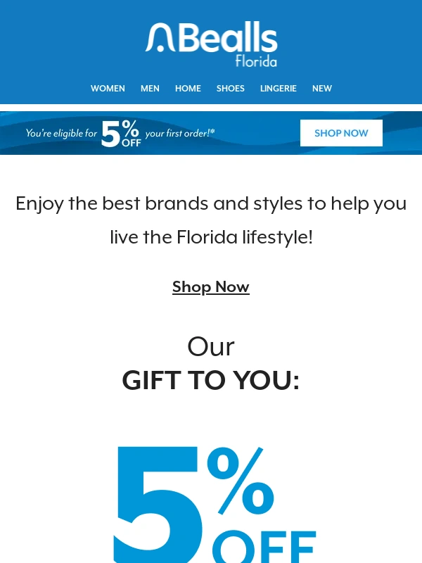 Bealls Florida - Your 5% Welcome Offer Awaits!