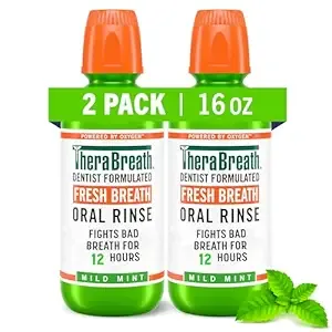 TheraBreath Fresh Breath Dentist Formulated 24-Hour Oral Rinse, Mild Mint, 16 Ounce (Pack of 2)