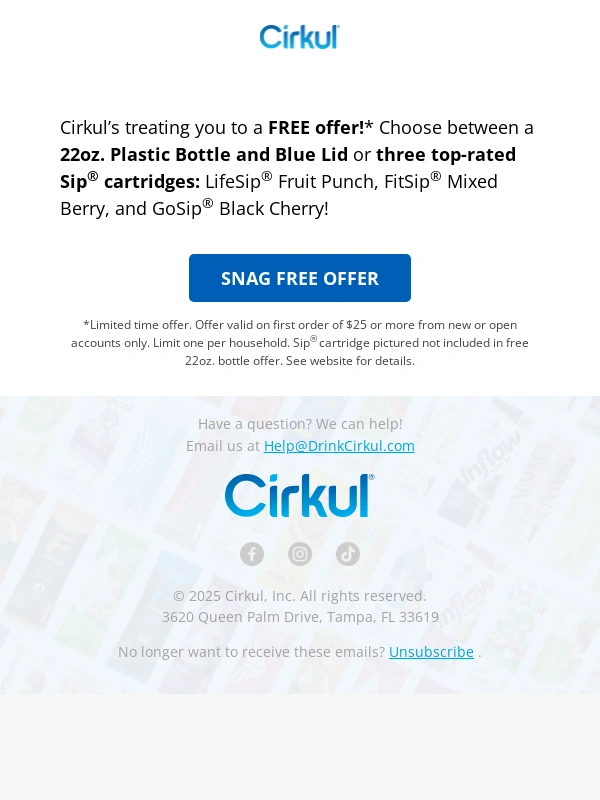 Cirkul - A $15 Gift,On Cirkul – Choose Your Free Bottle or Sips