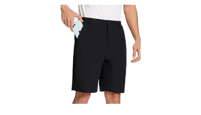 LUSHENUNI Mens Golf Shorts 9 Inch Lightweight Quick-Dry Stretch UPF50+ with Zipper Pockets for Hiking Casual Work
