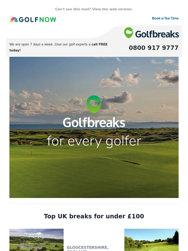 Golf Now - Golf breaks from only £80!