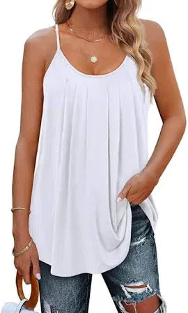 UVn Women's Pleat Spaghetti Strap Camisole Tank Top