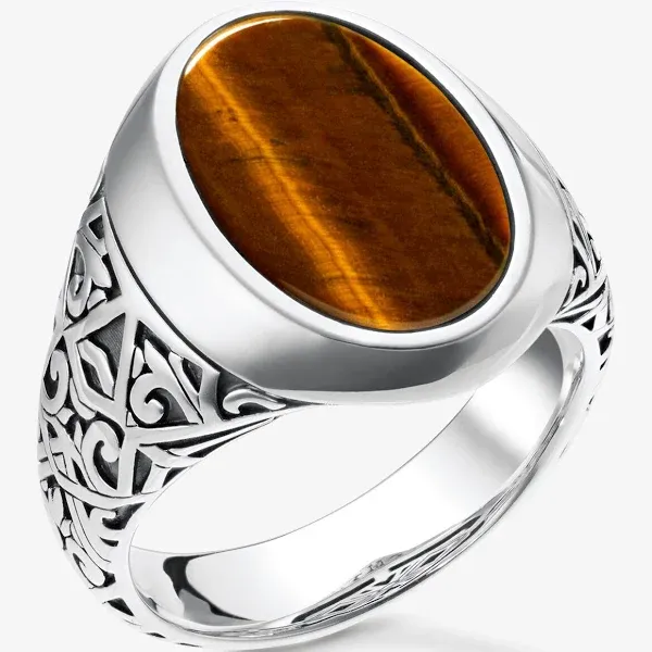 Thomas Sabo Unisex Sterling Silver Tiger's Eye Ring