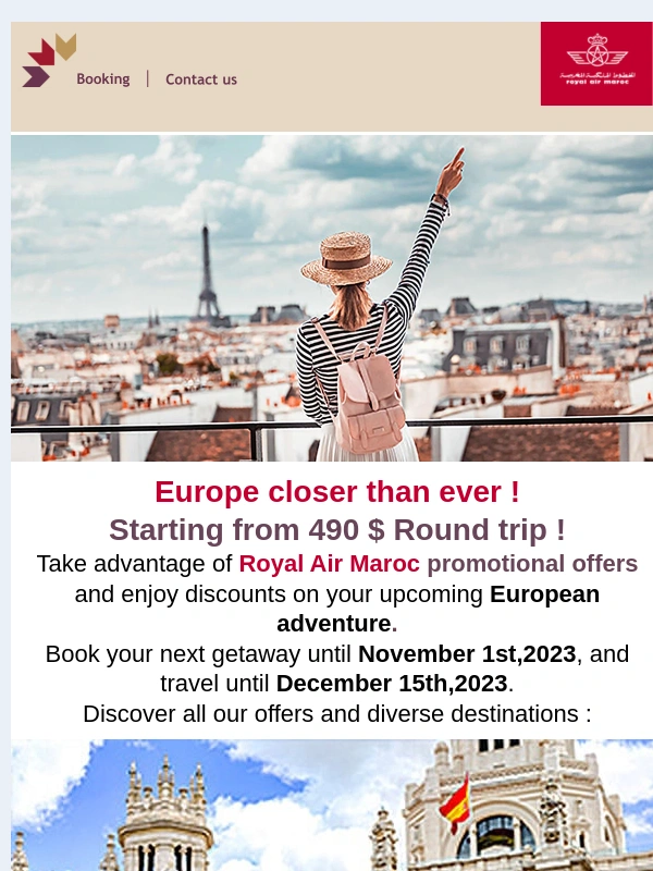 Royal Air Maroc - ✈Europe starting from $490 RT