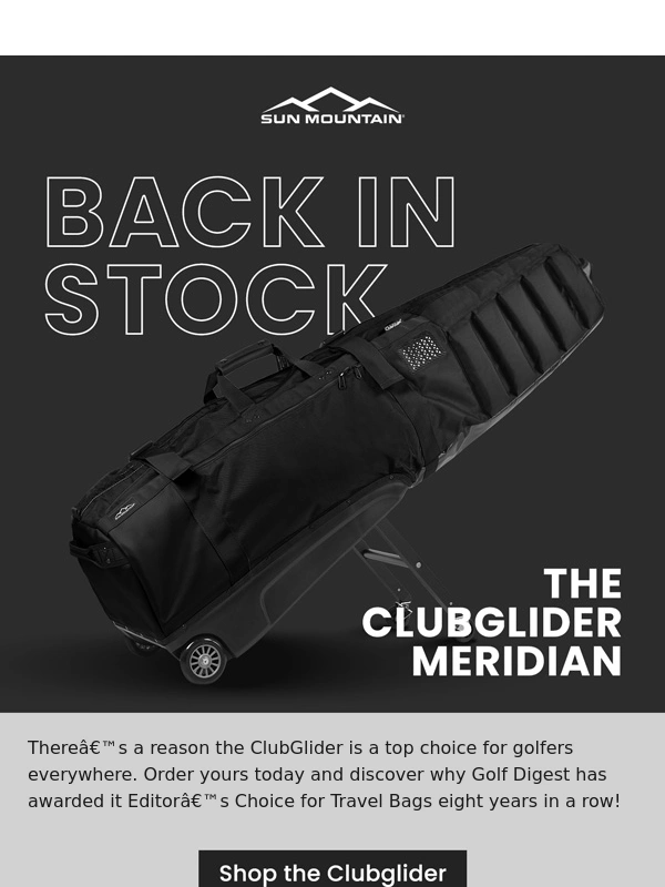 Sun Mountain - Back In Stock: The ClubGlider Meridian!