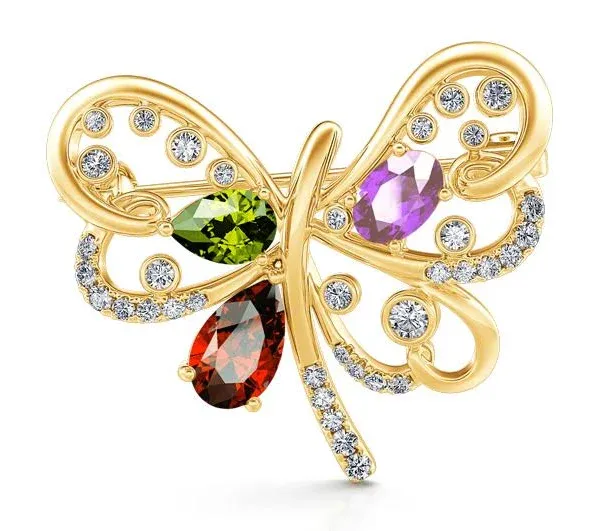 Jeulia Nature's Awakening Sterling Silver Butterfly Brooch