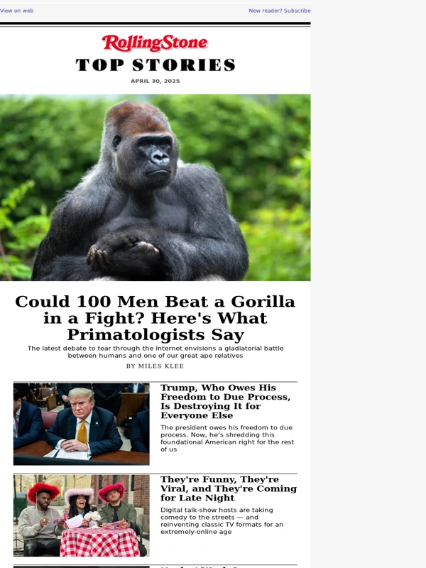 Rolling Stone - 100 Men vs. One Gorilla: Primatologists Explain Who Would Win