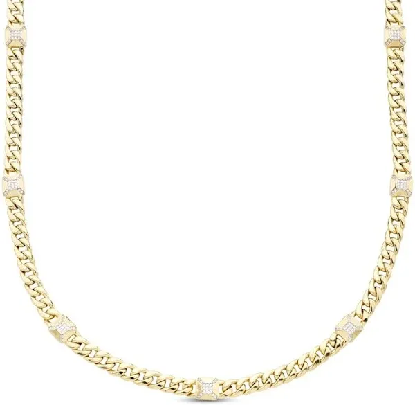 Men's 1/2 Ct TW Cuban Curb Chain Necklace in 10K Yellow Gold