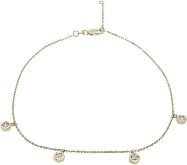 10K Yellow Gold Diamond Bezel Anklet