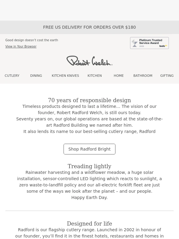 Robert Welch - Celebrating Earth Day