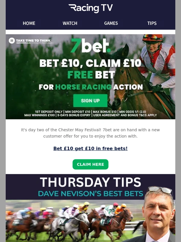 Racing TV - Get £10 in free bets with 7bet