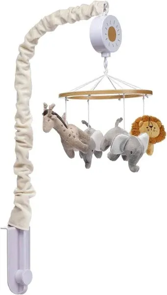 Lambs & Ivy Jungle Adventure Elephant/Lion Musical Baby Crib Mobile Soother Toy