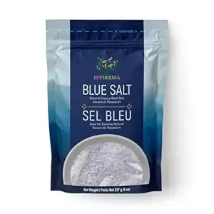 EUPHERBIA - Blue Salt, Coarse, 227g (8 Oz), High Potassium, Lower Sodium, Natural, Kosher Certified