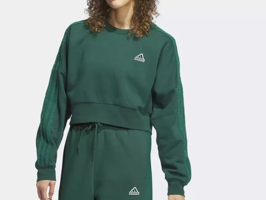 adidas Womens Coze 3-Stripes Crewneck Sweatshirt