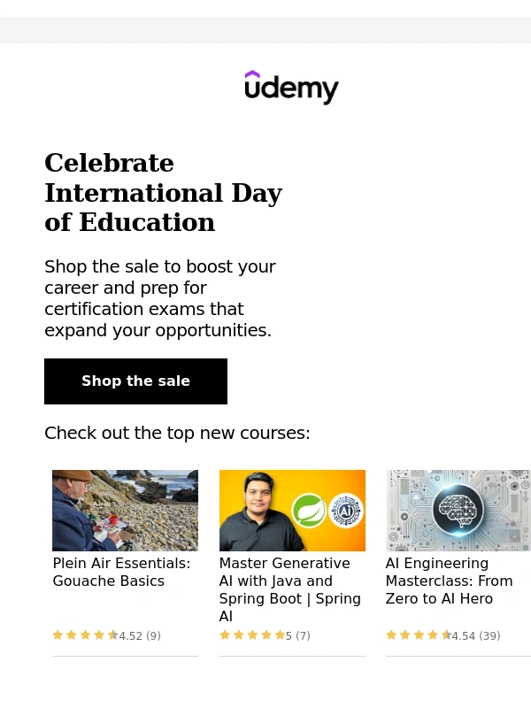 Udemy - Int'l Day of Education is here — courses on sale