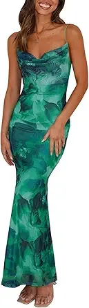Women's 2025 Summer Floral Spaghetti Strap Maxi Dress