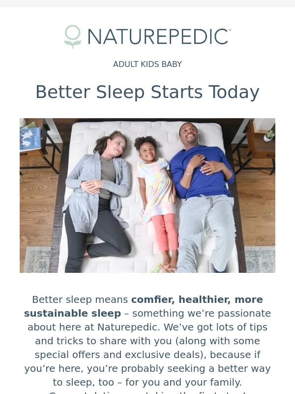 Naturepedic - Welcome,sleep lover ??