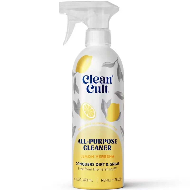 Cleancult - All Purpose Cleaner, Refillable Aluminum Bottle, 16 fl oz, Lemon Verbena
