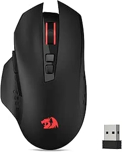 Redragon M656 Gainer Wireless Gaming Mouse, 4000 DPI 2.4Ghz Wireless Mouse w/ 5 DPI Levels, 7 Macro Buttons, Red LED Backlit & Pro Software/Drive Supported, for PC/Mac/Laptop