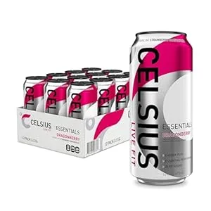CELSIUS ESSENTIALS™ Sparkling Dragonberry, Sugar Free Performance Energy Drink, 16 Fl Oz (Pack of 12)
