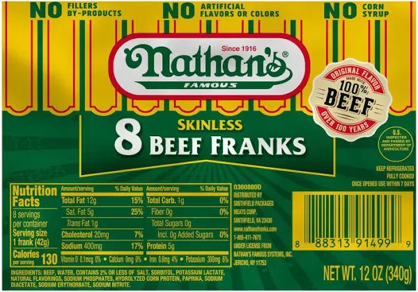Nathan's Famous Skinless Beef Franks