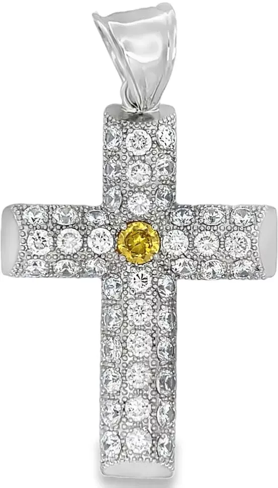 HipHopBling Log Cross CZ Iced Out Pendant