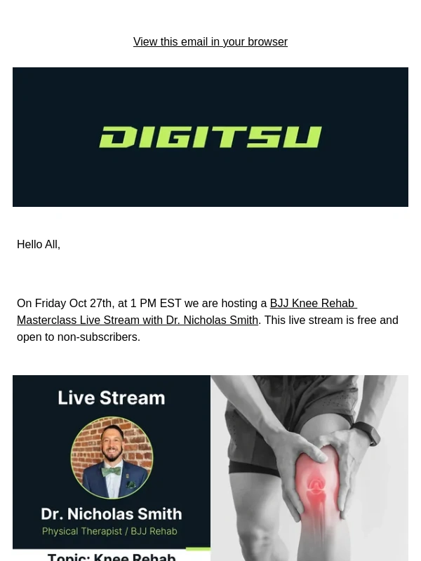 Digitsu - Knee Issues in BJJ? Free Masterclass Live Stream