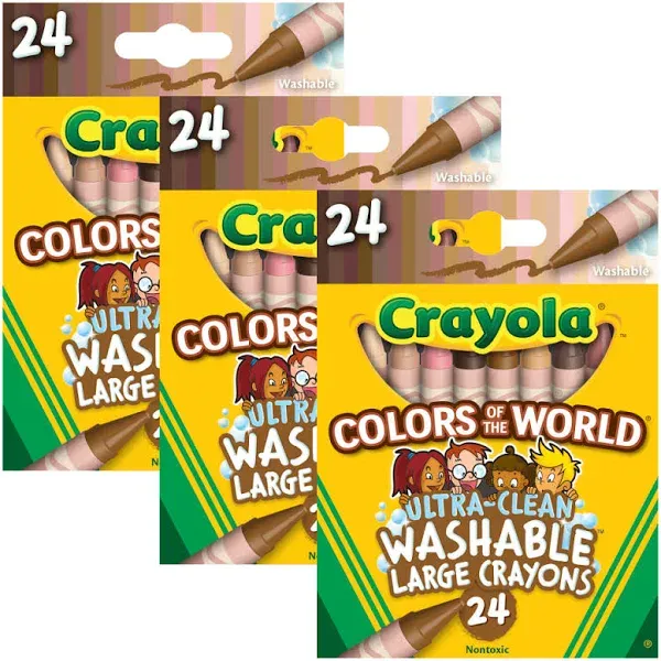 Crayola Large Crayons Colors of the World 24 Per Box (3 Boxes)